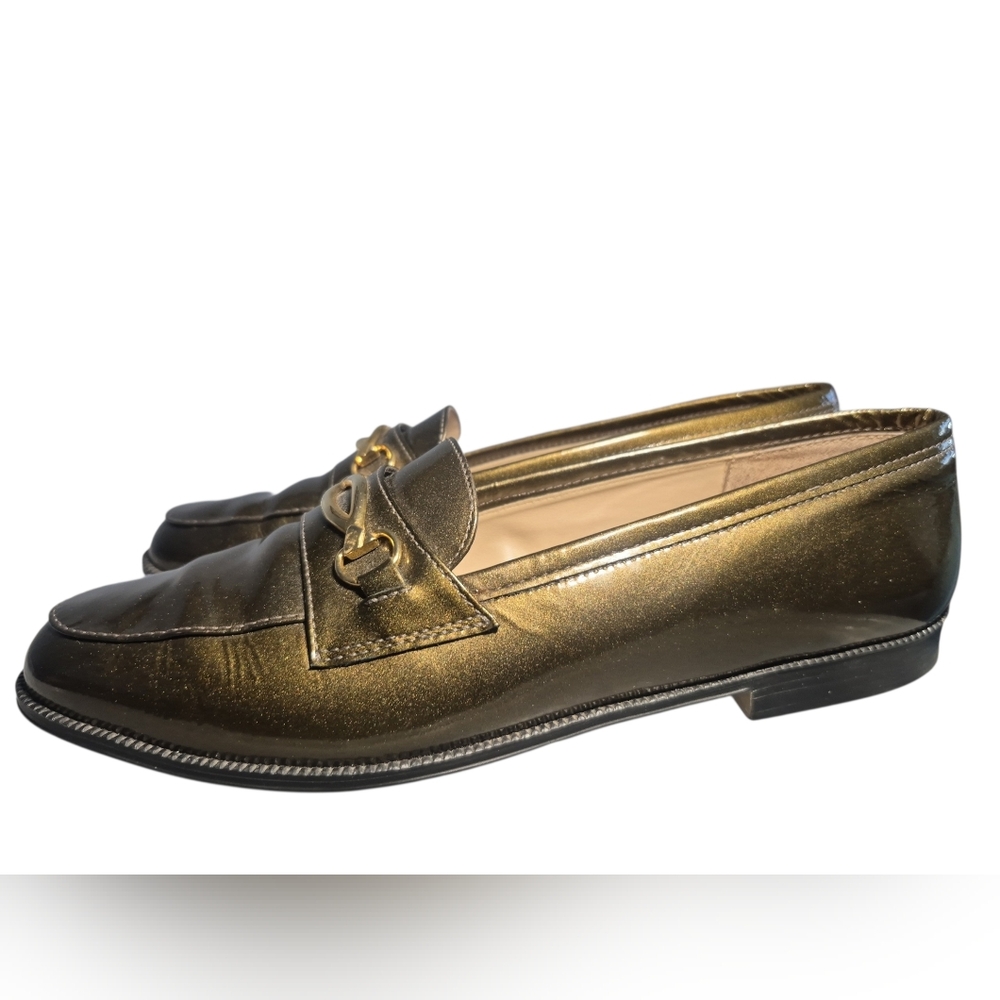 Vintage Bronze Metallic Patent Leather Liz Claiborne Bit Loafers - Size 7N